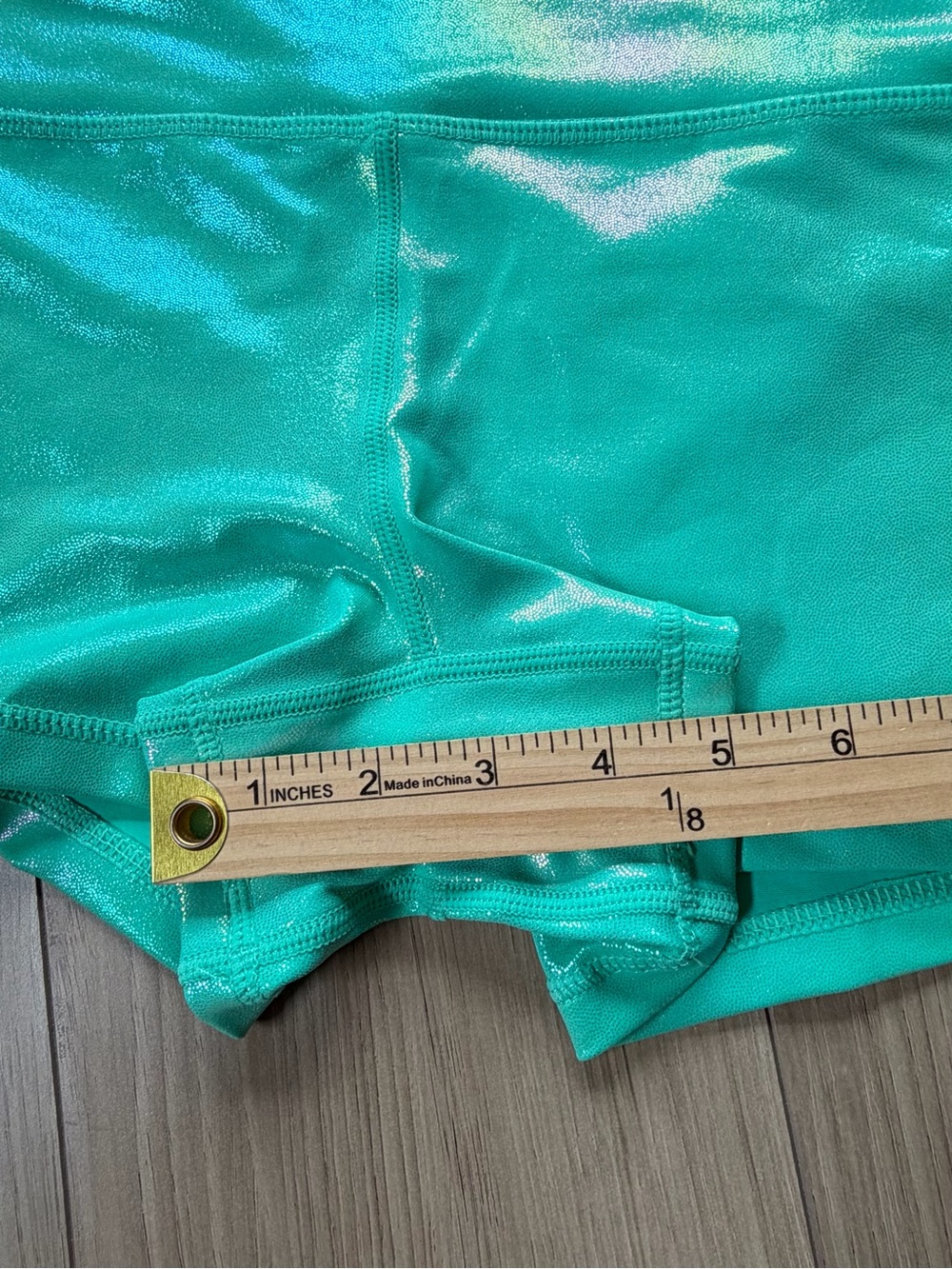WODBOTTOM Sz L Shiny Hiney Shimmery Sea Green Shorts NWT - Picture 5 of 6